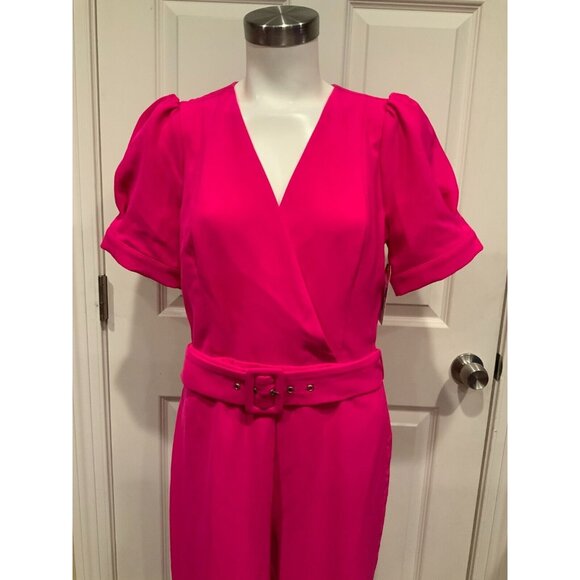 Adelyn Rae Hot Pink Kori Belted Short Sleeve Jumpsuit, Size Medium, NWT! $128 - Picture 4 of 12